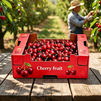 Boîte en carton ondulé imprimée cerise pour cerises, 2/5/10 lb, avec logo