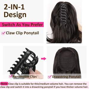 Extension de queue de cheval en fibre haute température de 12 pouces, bouclée et ondulée, aspect naturel, sans nœuds, maintien sûr, pince à griffes synthétique - Product Image 6