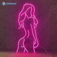 Letrero de Neón LED Personalizado, Silueta de Cuerpo de Mujer Sexy, Tablero Acrílico Iluminado en Rosa, Decoración de Pared para Bar, Club, Dormitorio