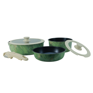 Juego de Utensilios de Cocina Profesionales de 5 Piezas, de Acero al Carbono, con Revestimiento Antiadherente de Malaquita Verde, Apilables, Aptos <span class=keywords><strong>para</strong></span> Inducción, con Certificación LFGB - Product Image 1