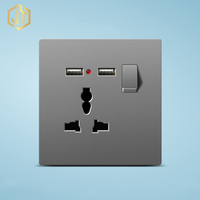 Prise murale multifonctionnelle 13A 250V avec interrupteur, panneau en plastique, prise de courant avec double port USB pour appareils électroménagers