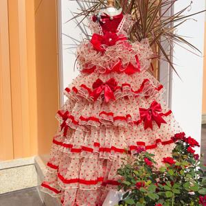 Vestido tutú rojo de lunares finos con cola desmontable, ropa formal original <span class=keywords><strong>y</strong></span> adorable para mascotas - Product Image 1