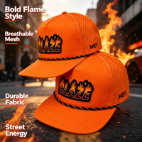 Gorras de Moda con Visera Plana Color Naranja, Secado Rápido, Protección Solar para Verano, Unisex, Ajustables, Perforadas con Corte Láser, Venta al Por Mayor