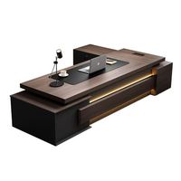 Conjunto de Silla Ejecutiva en Forma de L de Lujo, Muebles de Oficina de Diseño Moderno en Madera con Protección Ambiental para Edificios de Oficinas