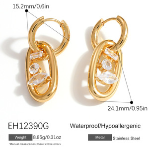 SUMMLY Eleganti <span class=keywords><strong>Orecchini</strong></span> Pendenti Ovali con Zirconi, Placcati in Oro 18K e Argento, <span class=keywords><strong>Orecchini</strong></span> a Cerchio in Acciaio Inossidabile Ipoallergenici, Gioielli da Donna - Product Image 3