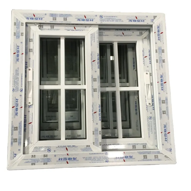 Modern Design Residential Durable UPVC French Grid Sliding out window Insulated Glass pvc windows