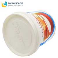 Boîte à crème glacée ronde en plastique IML, 1 pièce, réutilisable, impression avec logo personnalisé, 3.5kg