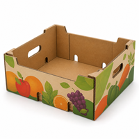 Op maat bedrukte golfkartonnen fruitdisplay tray box met open bovenkant, kartonnen verpakking voor groenten en fruit voor de detailhandel