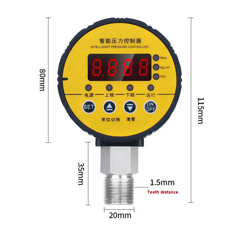 Đồng hồ đo áp suất lốp kỹ thuật số thủy lực đo áp suất 400bar 0 đến 40mpa 10000psi với G1/4 nối vacuometro kỹ thuật số