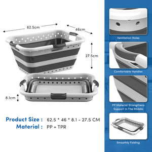 42L Collapsible Plastic Laundry <strong>Basket</strong> with Hollow Handles Foldable Design for Kitchen <strong>Wardrobe</strong> Bedding Storage Toy Organization - Product Image 3