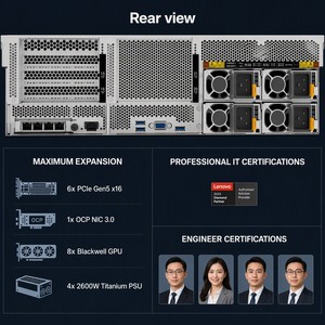 Nuevo Servidor en Rack Lenovo ThinkSystem SR675i V3 Dual AMD EPYC 8x RTX PRO 6000 Blackwell GPU AI Inference <span class=keywords><strong>GenAI</strong></span> 3U - Product Image 3