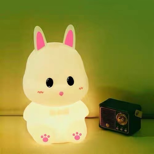 Cute Blue Silicone Creative Rabbit Silicone Night Light Led Lamp for Kids Baby Nursery Lamp with Touch