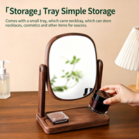 Miroir de luxe en bois de rose massif, design transitionnel, pour chambre à coucher, éco-responsable, verre HD, vernis transparent, rotatif à 360 degrés, arrondi