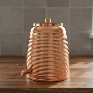 Distributeur d'eau en cuivre avec design côtelé et robinet pour usage domestique - Product Image 6