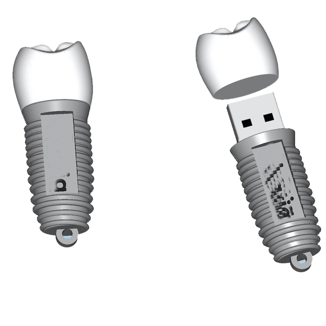 Customized logo Tooth Implante Usb Drive 2GB Capacity