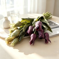 Buket Bunga Tulip PU 5 Tangkai Real Touch untuk Pernikahan Dalam Ruangan, Hari Valentine, Wisuda, dan Dekorasi Rumah
