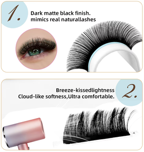 Extensions de cils synthétiques en plateau 0.03 D, noir mat foncé, sans cruauté animale, pour volume, marque privée, vente en gros - Product Image 3