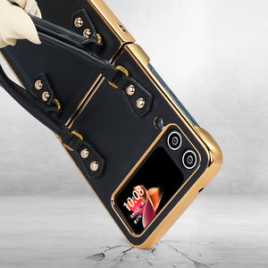 Funda de teléfono de cuero de lujo VIETAO para Samsung para Galaxy <span class=keywords><strong>ZFlip</strong></span> 4/3, funda de mano con anillo, correa de cinta, pantalla plegable electrochapada - Product Image 3