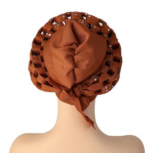 Prêt à expédier dernières casquettes nigérianes africain Twisty bandeau mode <span class=keywords><strong>Aso</strong></span> <span class=keywords><strong>Oke</strong></span> Headtie musulman Hijabs strass Turban femmes - Product Image 4