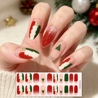 Bandes de gel semi-durcies non toxiques RTS, 20 embouts, motifs canne à sucre de Noël, flocon de neige, paillettes rouges, pour fêtes de fin d'année