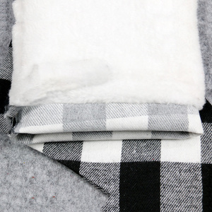 Chaussettes de Noël à suspendre en coton doux et durable, motif écossais gris <span class=keywords><strong>noir</strong></span>, avec revers en peluche Buffalo Jiatao - Product Image 6