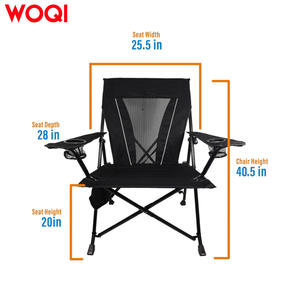 Chaise de camping pliable Woqi, cadre en aluminium noir, tissu Oxford, capacité de charge de 110 kg, chaise de jardin portable pour l'extérieur - Product Image 2