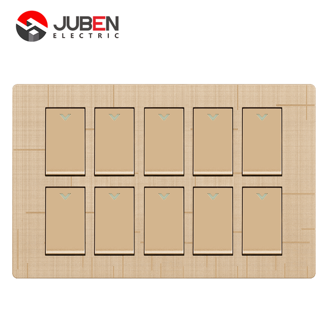 Factory Direct Sales High Quality Environmental Protection New Design Household 10A PC Material 10 Gang Wall Switch Panels