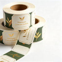 Étiquettes personnalisées Haoxuan pour pots de thé en vrac, autocollants adhésifs imprimés en feuille d'or sur papier d'art de qualité supérieure pour l'emballage de contenants de thé