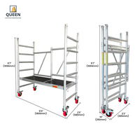 Échafaudage mobile pliable en alliage d'aluminium LINYI QUEEN 6082-T6, hauteur de travail 9'8'', charge 993 lb, haute résistance