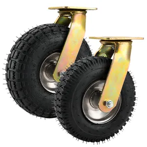 6" 8" 10" Inflatable Wheel Pneumatic Casters Pump Caster Trolley Wheels Industrial Caster