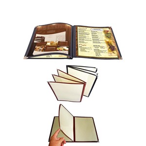 8.5x11 Vinyle Hôtel Menu Couvre 3 Pages Livret De Yimi Usine De Cuir - Product Image 4
