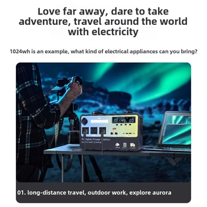 Station d'alimentation portable 2000W avec générateur solaire lithium-ion 2400Wh pour le camping et les voyages, source d'alimentation externe pour voiture et batterie - Product Image 6