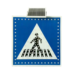 Panneau de signalisation routière solaire LED Chuang An Yue CS-SW-66 600x600mm, panneau d'avertissement de passage piétonnier, panneau de sécurité routière - Product Image 4