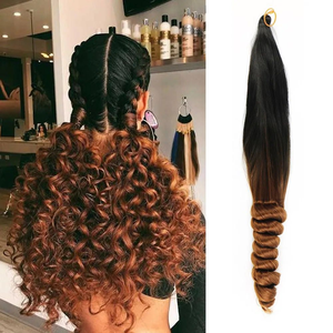 Synthétique pré-étiré facile à tresser Crochet cheveux doux Yaki avec des extrémités ondulées bouclées Texture cheveux pour les femmes réglage de la prise d'eau, - Product Image 1