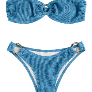 Maillot de bain OEM personnalisé à taille haute et dos nu - Short de bain à volants avec liens latéraux, maillot de bain imprimé de haute qualité à séchage rapide - Product Image 3