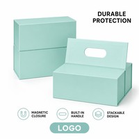 Boîte cadeau rigide en papier magnétique pliable personnalisée avec poignée, emballage laminé mat pour vin et aliments