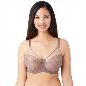 Soutien-gorge à armatures en dentelle unie pour femme, coupe 3/4, bretelles réglables - Product Image 3