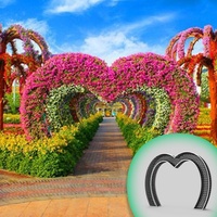 Sculptures en forme de cœur lumineuses à LED, grandes et durables, pots de fleurs en plastique pour extérieur, décoration de jardin, de maison et de parc public, noir