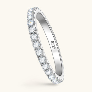 Anelli Eternity in <span class=keywords><strong>Argento</strong></span> Sterling 925 Placcato Oro Antiossidante con Moissanite VVS GRA 2MM per Regalo di Coppia - Product Image 4