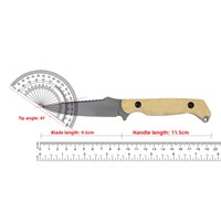 Nouveau couteau compact à lame droite pour l'extérieur avec manche en lin/G10, épaisseur 45 mm - Utilisation pour le camping, les situations d'urgence, la pêche et les fruits à la maison