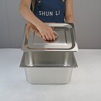 Conteneurs de stockage alimentaire empilables en acier inoxydable 1/9, fournitures pour hôtels et restaurants, plat de table à vapeur, buffet de fête, traiteur