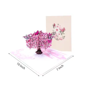 Tarjeta emergente más vendida-Tarjeta del Día DE LA Madre de ramo de mariposas hecha de papel Kraft Fabricante Asia