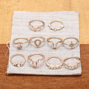 10 unids/set Bohemia Vintage forma de luna de plata chapado en oro nudillo de <span class=keywords><strong>Midi</strong></span> dedo anillo de Metal de las mujeres conjunto de anillo - Product Image 6