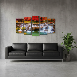 Impresión <span class=keywords><strong>de</strong></span> Arte en Acuarela <span class=keywords><strong>de</strong></span> Paisaje Moderno Personalizado, 5 Piezas, Decoración <span class=keywords><strong>para</strong></span> el Hogar, Impresiones <span class=keywords><strong>de</strong></span> Póster, Decoración <span class=keywords><strong>de</strong></span> Pared con Cascada Natural - Product Image 1