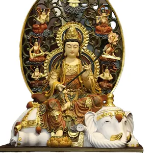 Di rame puro di colore antico statua di Buddha decorazione Huayan tre santo dei santi saint bodhisattva manjusri bodhisattva immagine