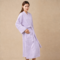 Peignoir en coton éponge à col kimono, doux et épais, pour le voyage et après le bain, style enveloppant pour femme, vêtement de détente, approvisionnement en gros pour toutes les saisons