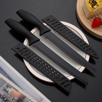 Ensemble de couteaux de coupe de viande antiadhésifs enduits noirs ensemble de couteaux de cuisine en acier inoxydable avec poignée en PP couteau quotidien de chef
