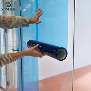 Película plástica personalizada de proteção de superfície transparente cor azul para vidro de construção