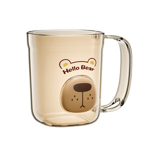 Children's Toothbrush Cup Cartoon Design Pink Yellow Brown Plastic Mouthwash Cup For Family Use Two Piece Set - Product Image 5