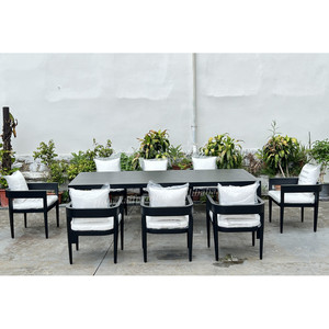Ensemble de table et chaises en aluminium moderne, neuf pièces, en promotion, mobilier de jardin moderne, table d'extérieur - Product Image 3